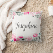 Coussin Petite fille personnalisée | Boho Fleurs aquarelle (Couverture)