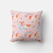 Coussin Petite fille rose licorne Motif avec prénom (Recto)