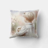 Coussin Petite fille tenant son lapin de animal de compagn (Verso)