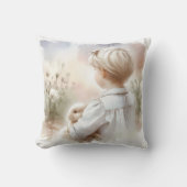 Coussin Petite fille tenant son lapin de animal de compagn (Recto)