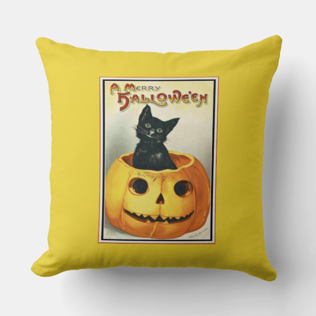 Coussin Petite lanterne Noire et Jack O'lanterne Halloween (Recto)