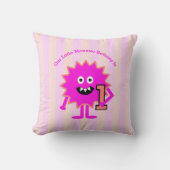 Coussin Petite Monstre Rose Chaud Fille 1er Anniversaire (Recto)