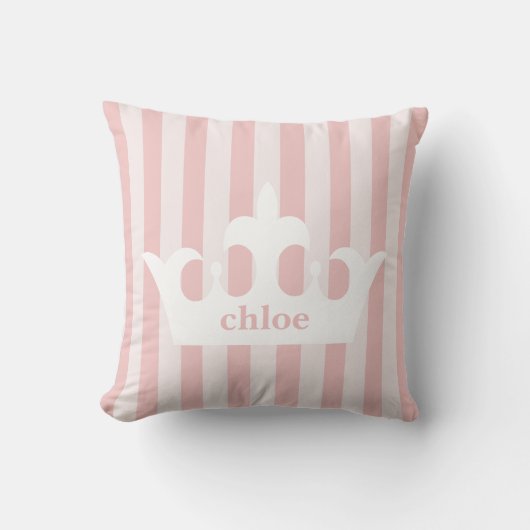 Coussin Petite princesse Crown Pink Striped Nursery (Recto)