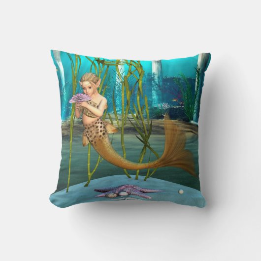 Coussin Petite Sirène avec Fleur d'Anémone (Recto)