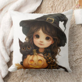 Coussin Petite sorcière et chat pour enfants (Couverture)