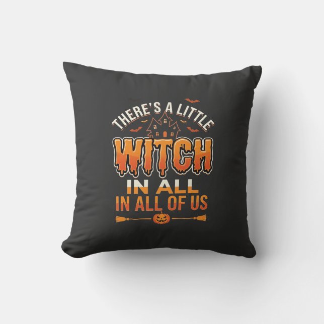 Coussin Petite sorcière Halloween Sorcière Typographie Des (Recto)