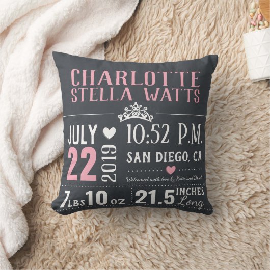 Coussin Petite stat de naissance de bébé de princesse New (Couverture)