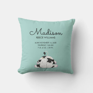 Coussin Petite Vache Bébé Statistiques de naissance Jeter 