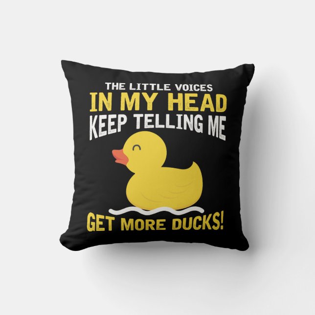 Coussin Petite voix dans mon butin de canard en caoutchouc (Recto)