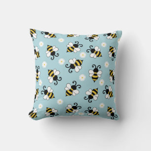 Coussin Petites abeilles mignonnes et fleurs marguerites m