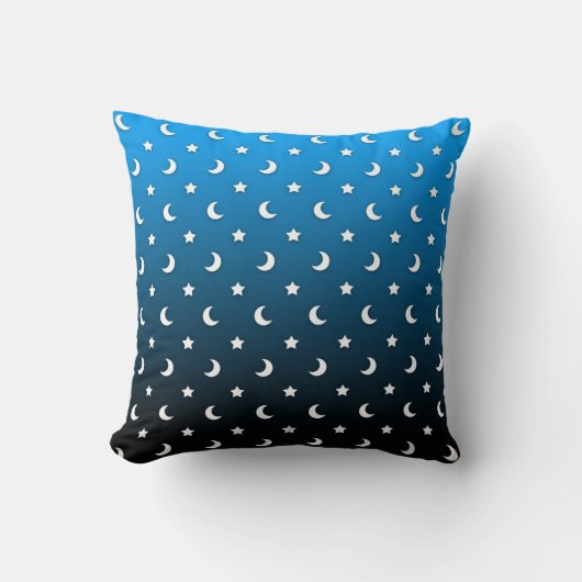 Coussin Petites étoiles et lunes blanches sur fond bleu (Recto)