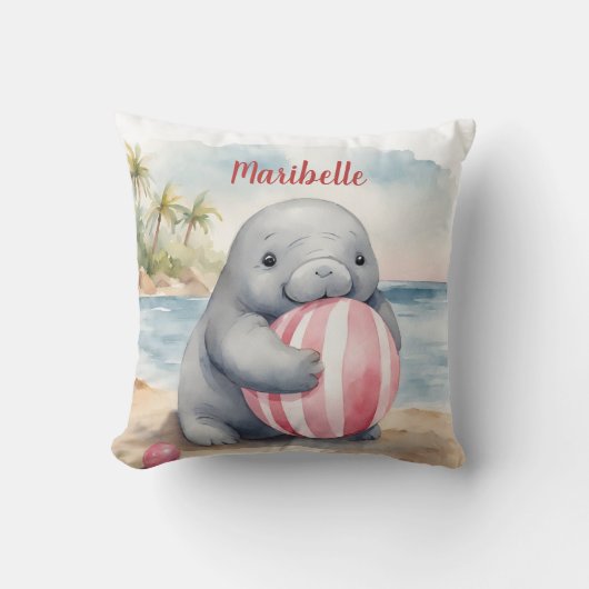 Coussin Petites filles manatées personnalisées (Recto)