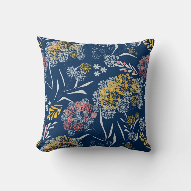 Coussin Petites fleurs mignonnes bleu marine vi (Recto)