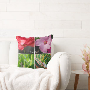 Coussin Petites grenouilles tropicales en fleurs et en feu
