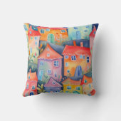 Coussin Petites maisons pastel de couleur douce, couleur p (Verso)