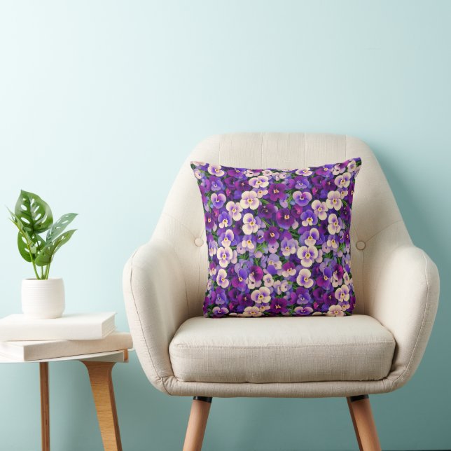 Coussin Petites Pansies pourpres (Chaise)