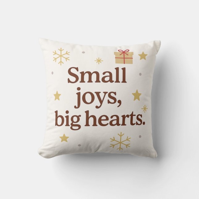 Coussin Petits Bonheurs, Grands Cœurs – Plaid de Fêtes Min (Recto)