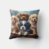 Coussin Petits chiots dans un panier, enfants (Verso)