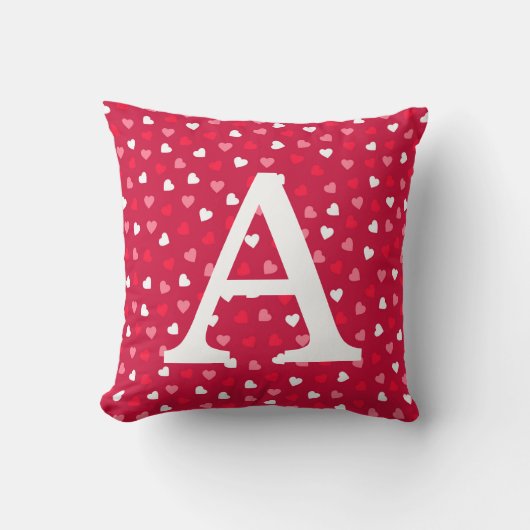Coussin Petits Coeurs Valentin en Rouge Blanc Rose (Recto)
