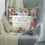 Coussin Petits-enfants font la vie Grand 8 Photo personnal<br><div class="desc">Ajoutez tous les noms des petits-enfants à ce coussin photo personnalisé. "Les petits-enfants font grandir la vie" est écrit en caractères décontractés manuscrits et maigres. Le modèle photo est prêt pour vous à ajouter les noms des petits-enfants et 8 de vos photos préférées, qui sont affichés en formats carré /...</div>