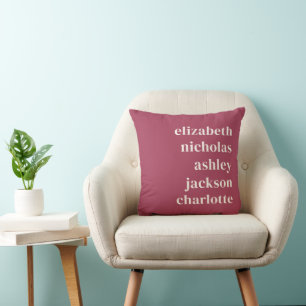 Coussin Petits-enfants Noms Rose foncé Moderne tendance Ca