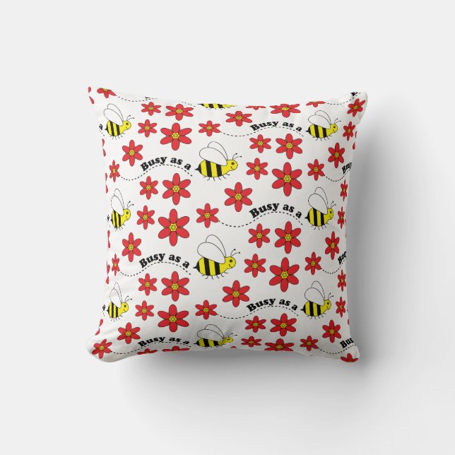 Coussin Petits occupés drôles gaffent le motif d'abeille (Recto)