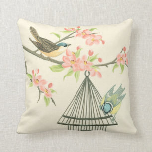 Coussin Petits oiseaux étés perché sur une branche et sur