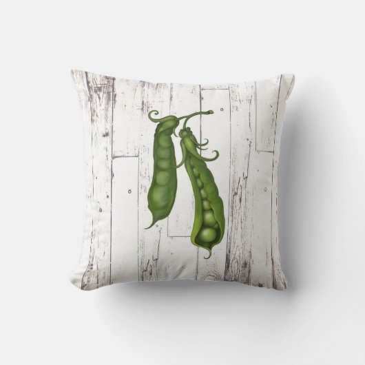 Coussin Petits Pois Sucrés Blanc Bois Rustique Ferme Maiso (Recto)