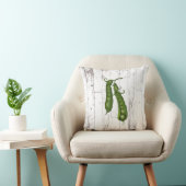 Coussin Petits pois verts pois blanc bois rustique ferme (Chaise)