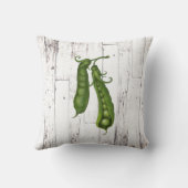 Coussin Petits pois verts pois blanc bois rustique ferme (Verso)