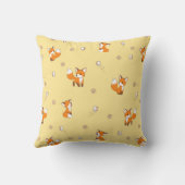 Coussin Petits renards mignons sur jaune (Verso)