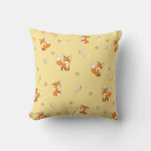 Coussin Petits renards mignons sur jaune (Recto)