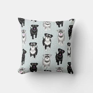 Coussin Petits Schnauzers mignons en mouvement style rétro