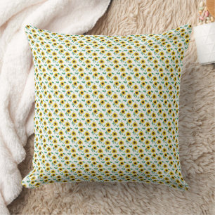 Coussin Petits tournesols et motif de feuilles botaniques