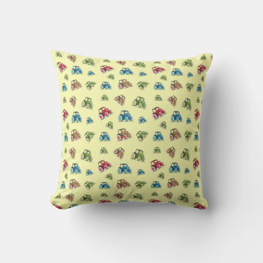 Coussin Petits Tracteurs, Citron, Cuisine (Recto)