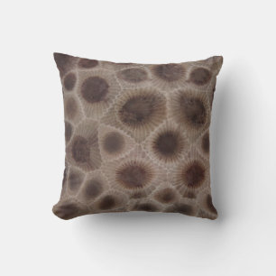Coussin Petoskey Stone, État de Great Lake, motif fossile