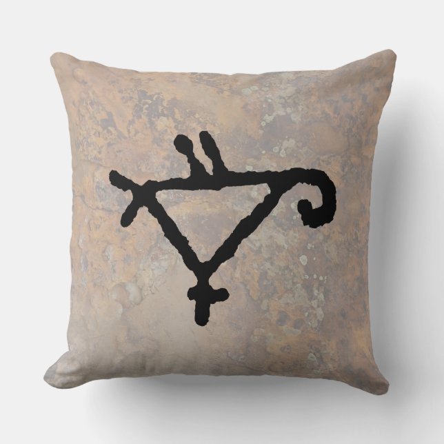 Coussin Petroglyphe d'un perroquet stylisé (Recto)