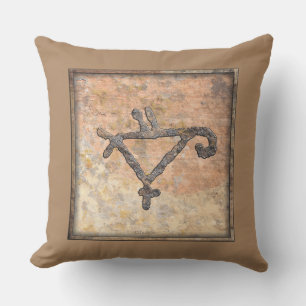 Coussin Petroglyphe d'un perroquet stylisé