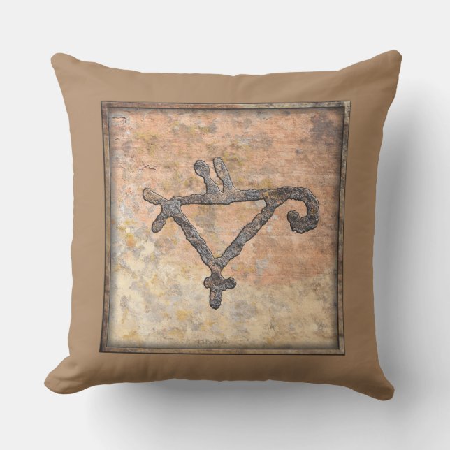 Coussin Petroglyphe d'un perroquet stylisé (Recto)