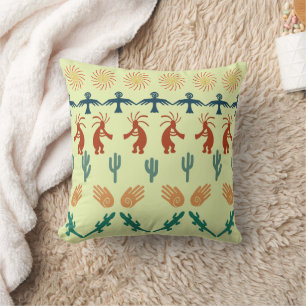 Coussin Pétroglyphes d'art tribal indien du Sud-Ouest amér