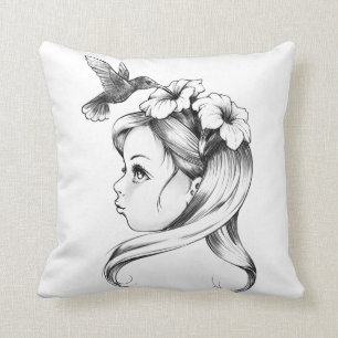 Coussin Petunia dans les cheveux d'une fille de fée, colib