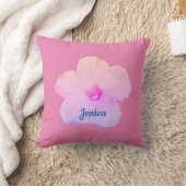 Coussin Pétunia rose floral Nom Monogram mignonne Girly 20 (Couverture)