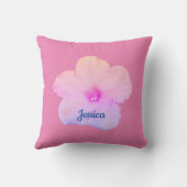Coussin Pétunia rose floral Nom Monogram mignonne Girly 20 (Verso)