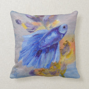 Coussin Peu de poissons bleus de Betta