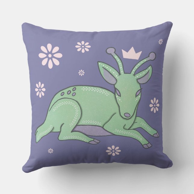 Coussin Peuple de cerfs extraterrestres Art folklorique |  (Verso)