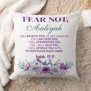 Coussin Peur Personnalisée Non Esaïe 41:10 Floral Violet