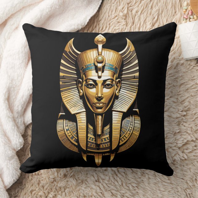 Coussin Pharaon doré avec coiffe royale Art (Couverture)