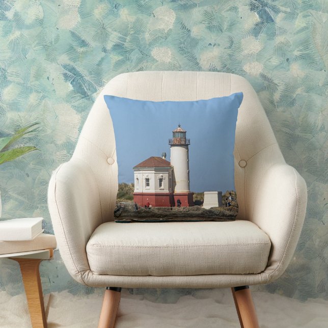 Coussin Phare de la rivière Coquille à Bandon Oregon (Créateur téléchargé)