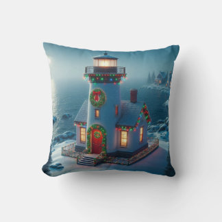 Coussin Phare de Noël, Décor de Noël côtier