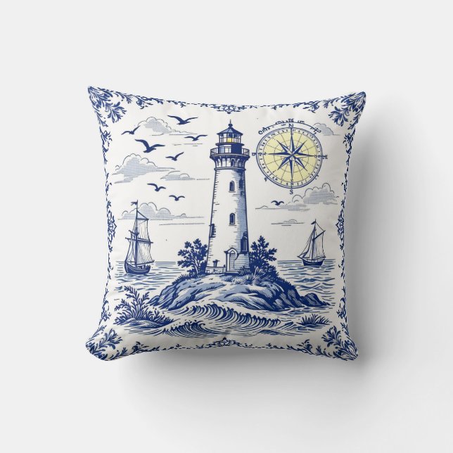 Coussin Phare et boussole (Recto)